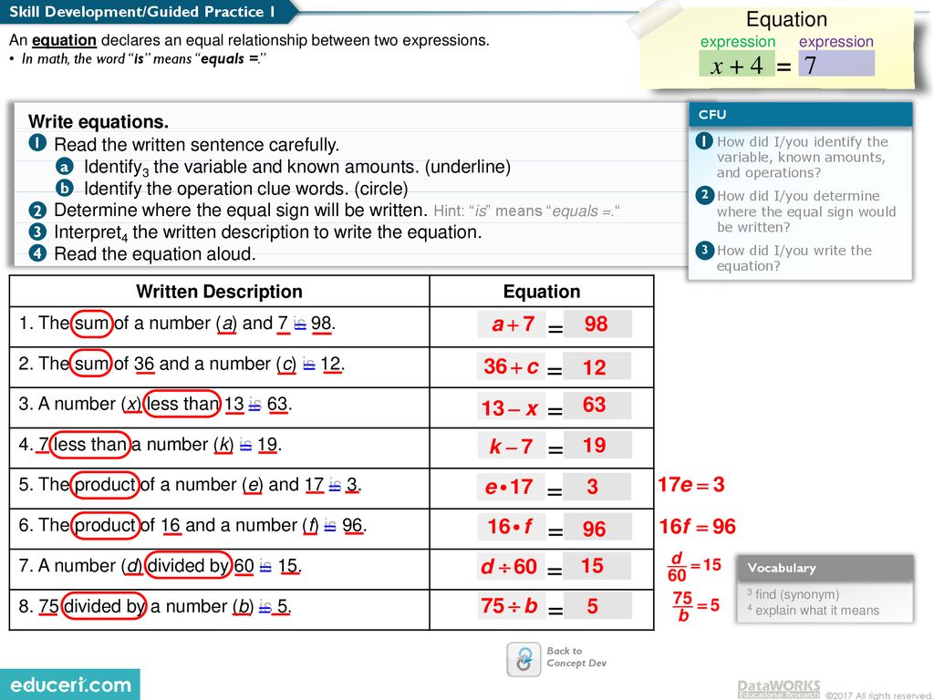 Match the written description to an expression ppt download
