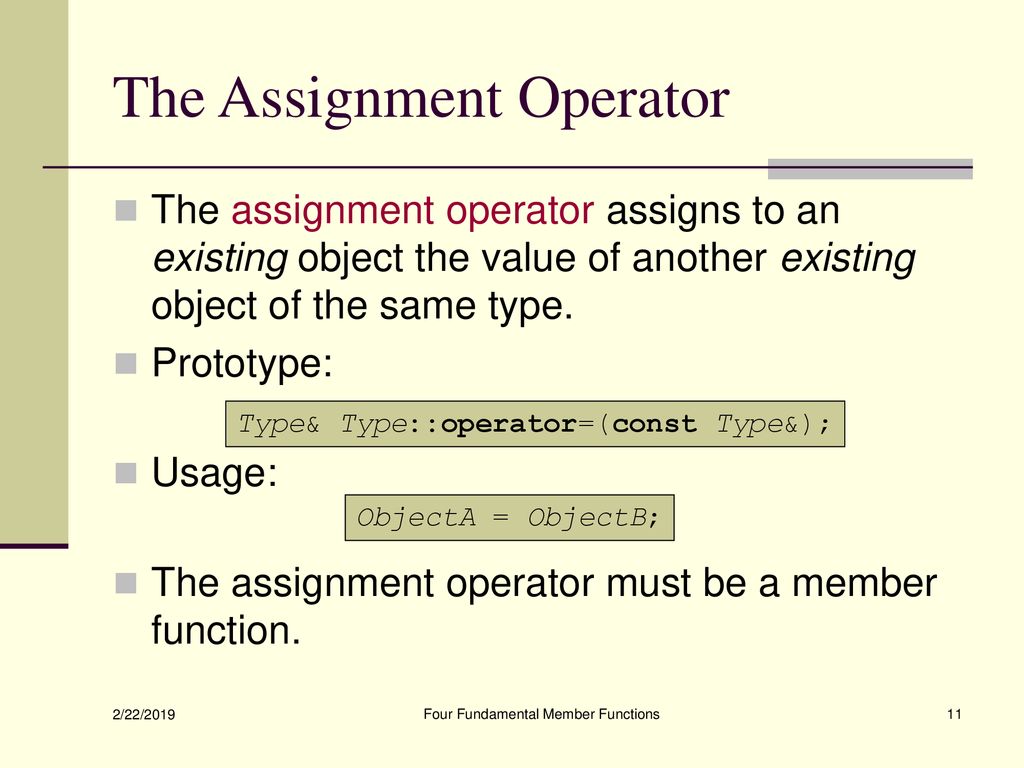 The Destructor and the Assignment Operator - ppt download