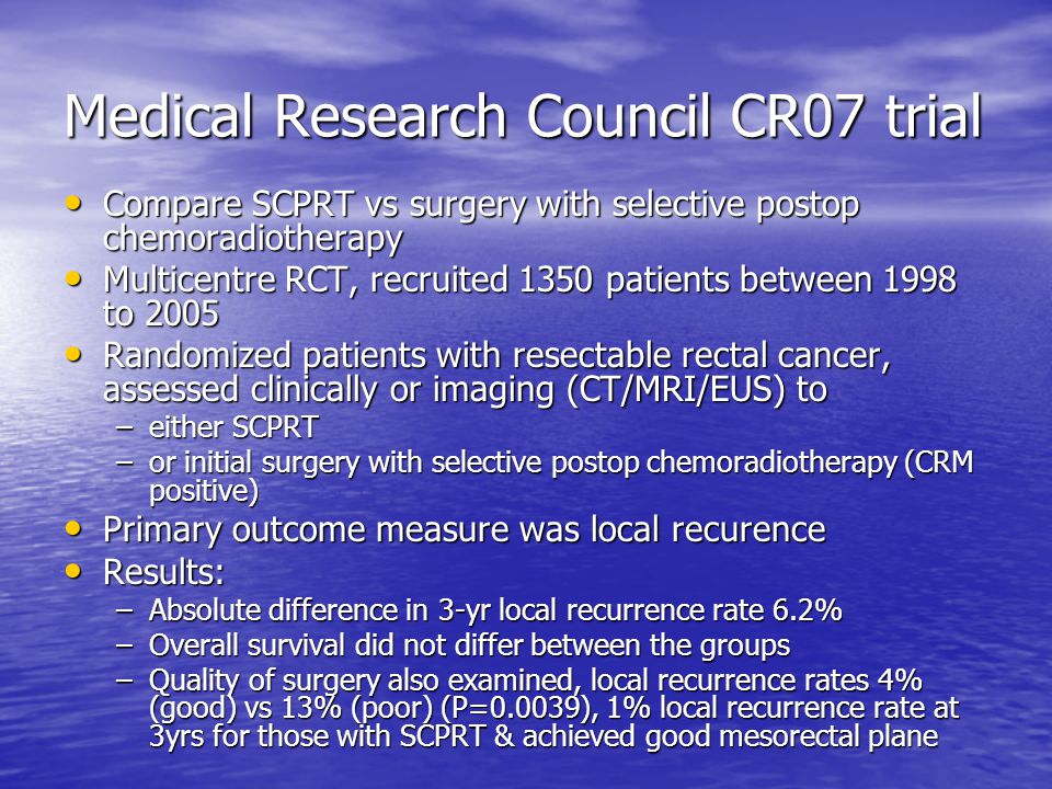 Medical Research Council CR07 trial