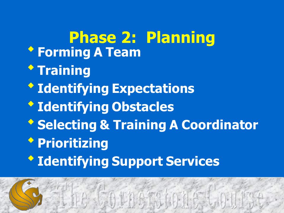 Phase 2: Planning Forming A Team Training Identifying Expectations
