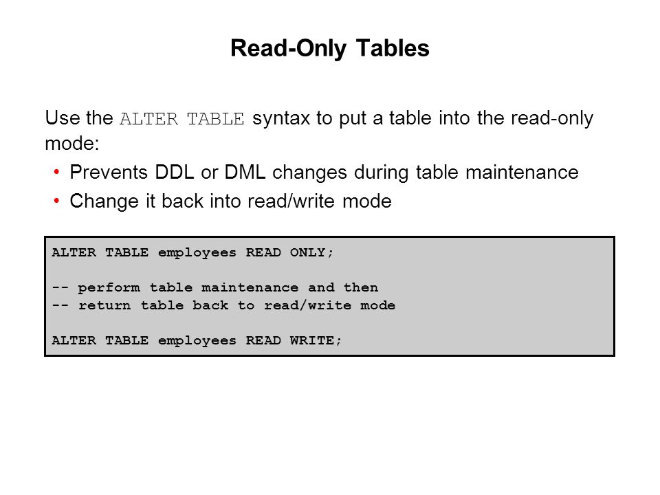 Using DDL Statements to Create and Manage Tables - ppt download