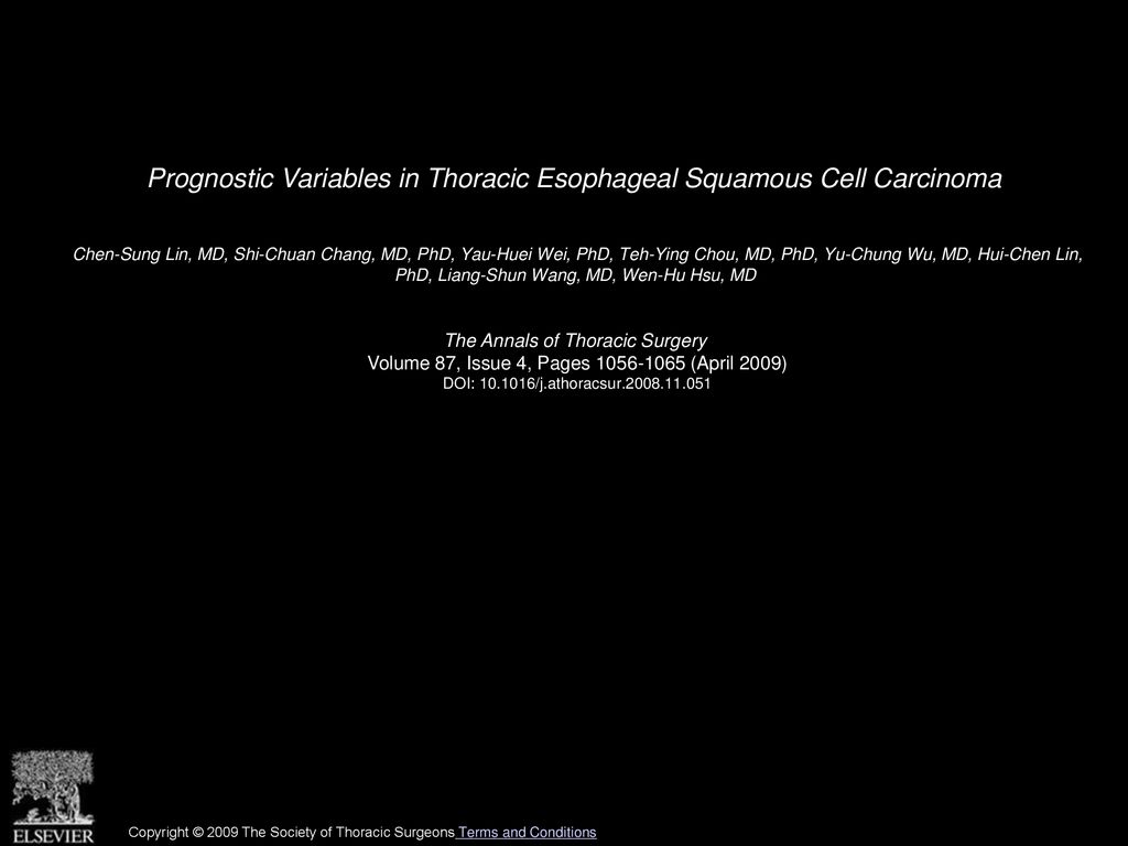 Prognostic Variables in Thoracic Esophageal Squamous Cell Carcinoma