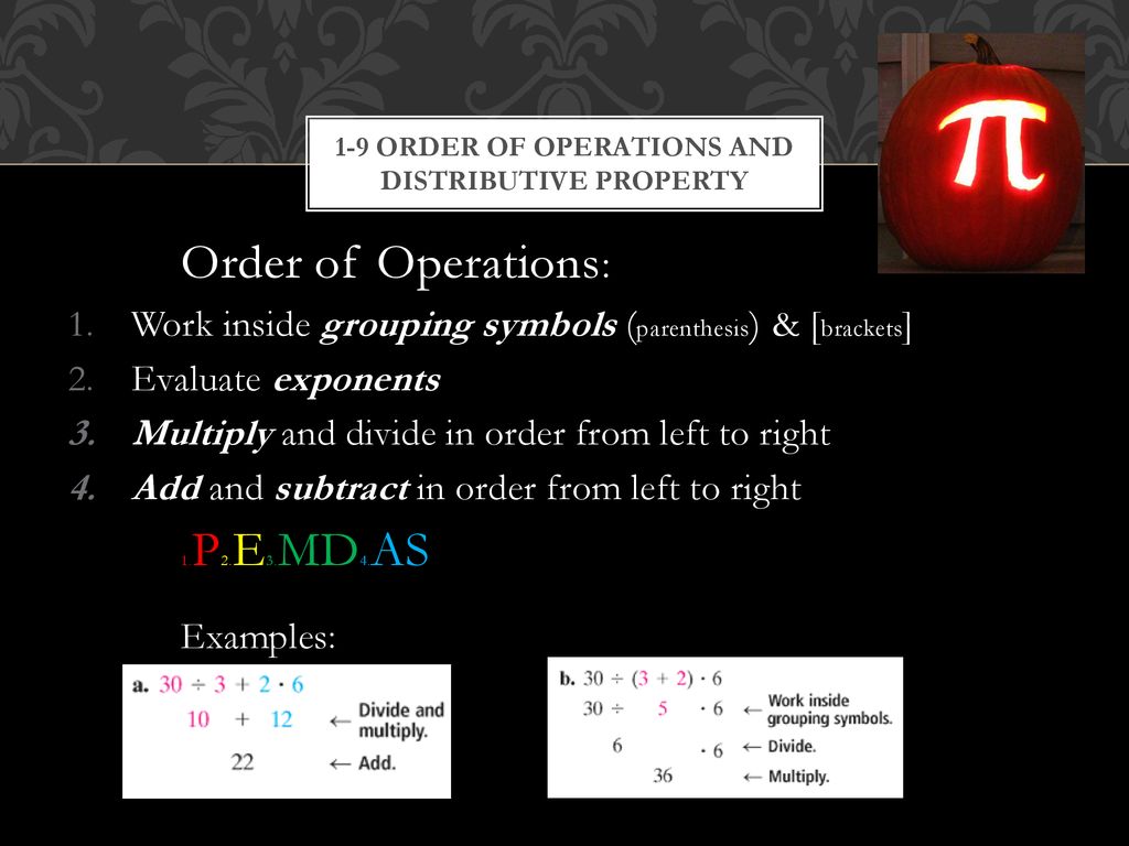 1 9 order of operations and distributive property ppt download