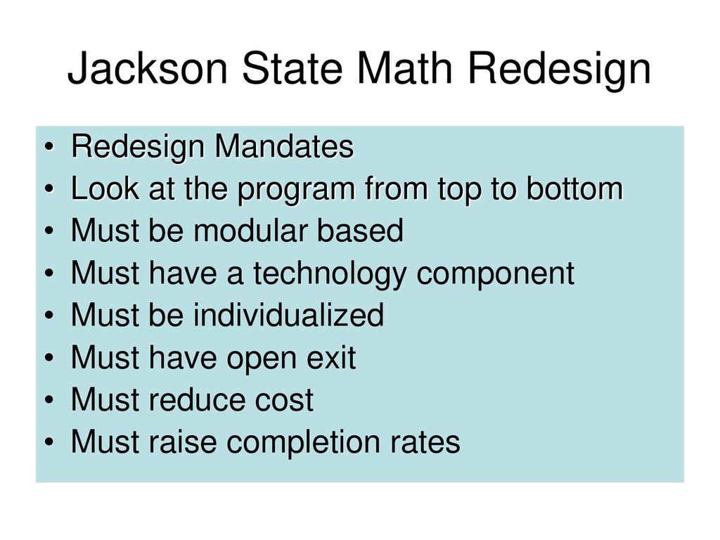 Jackson State Math Redesign
