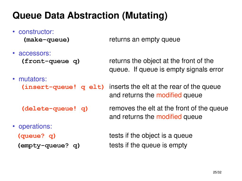Queue Data Abstraction (Mutating)