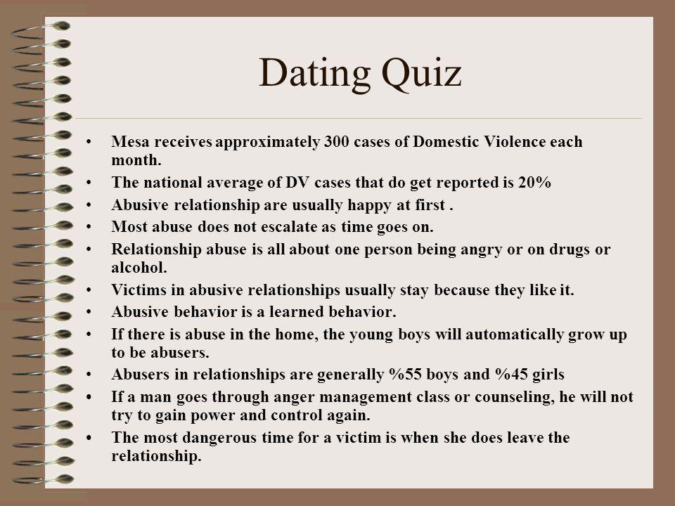 Dating Quiz Mesa receives approximately 300 cases of Domestic Violence each...