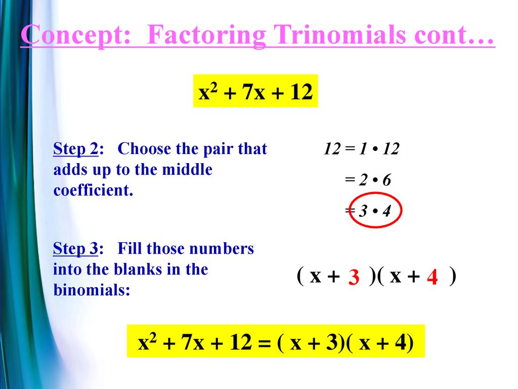 3.6-A Factoring Trinomials - Ppt Download