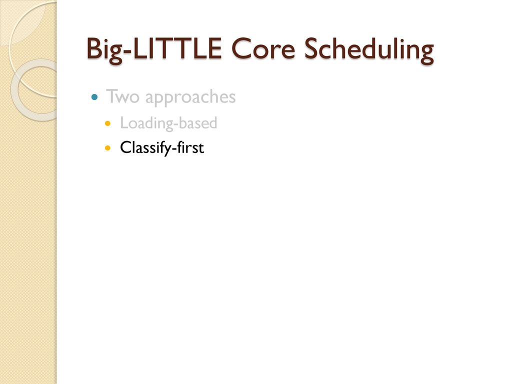 Big-LITTLE Core Scheduling