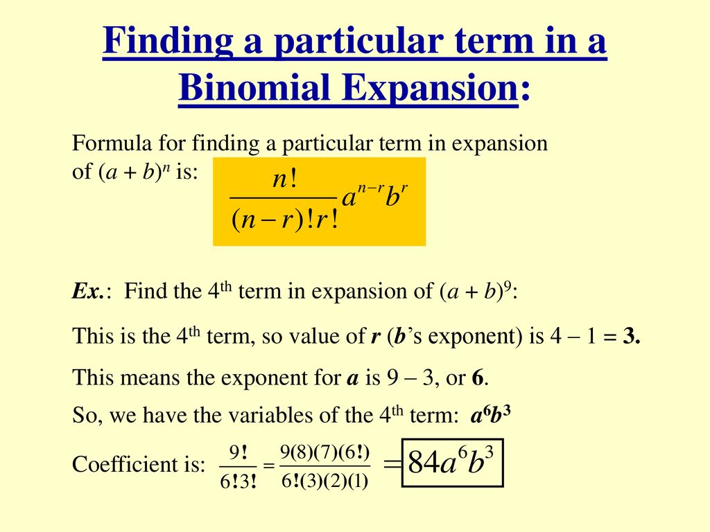 11 6 Binomial Theorem Binomial Expansion Ppt Download