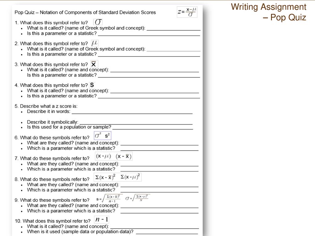 Writing Assignment – Pop Quiz