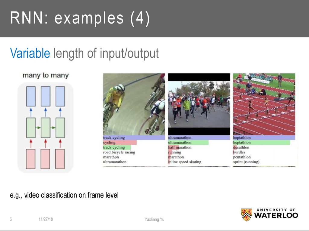 RNN: examples (4) Variable length of input/output