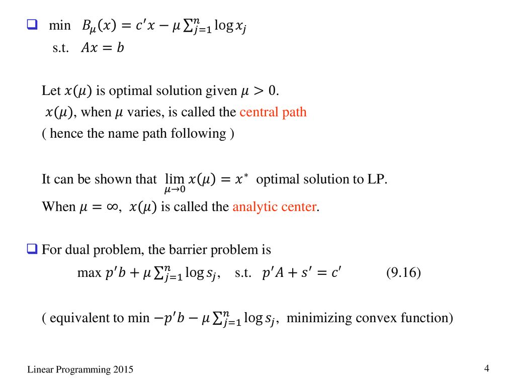 Chapter 9 Interior Point Methods Ppt Download