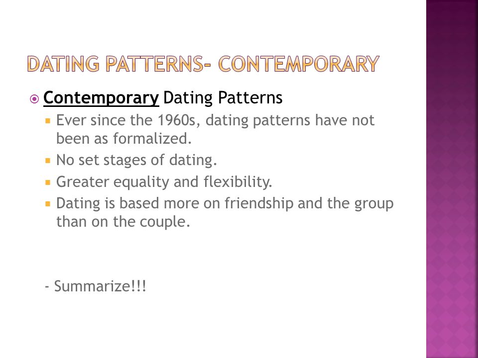 Dating patterns- contemporary