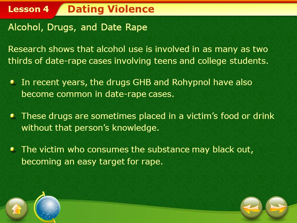 Dating Violence Alcohol, Drugs, and Date Rape