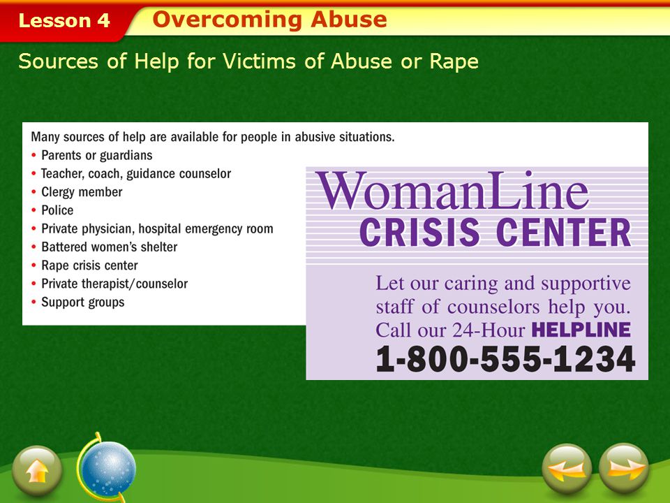 Overcoming Abuse Sources of Help for Victims of Abuse or Rape