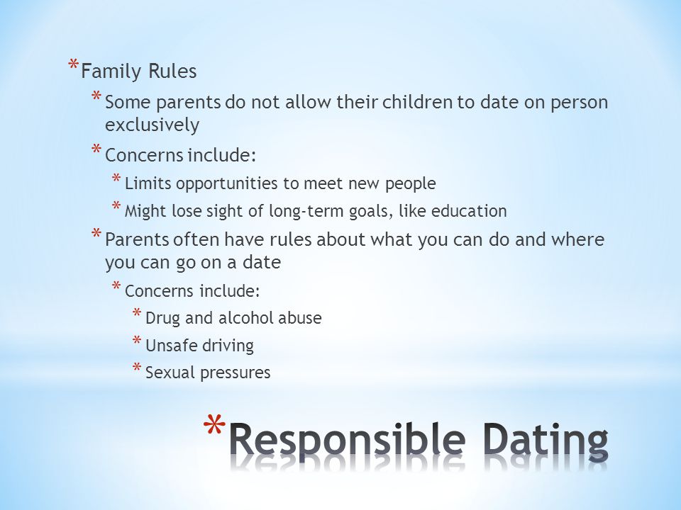 Responsible Dating Family Rules