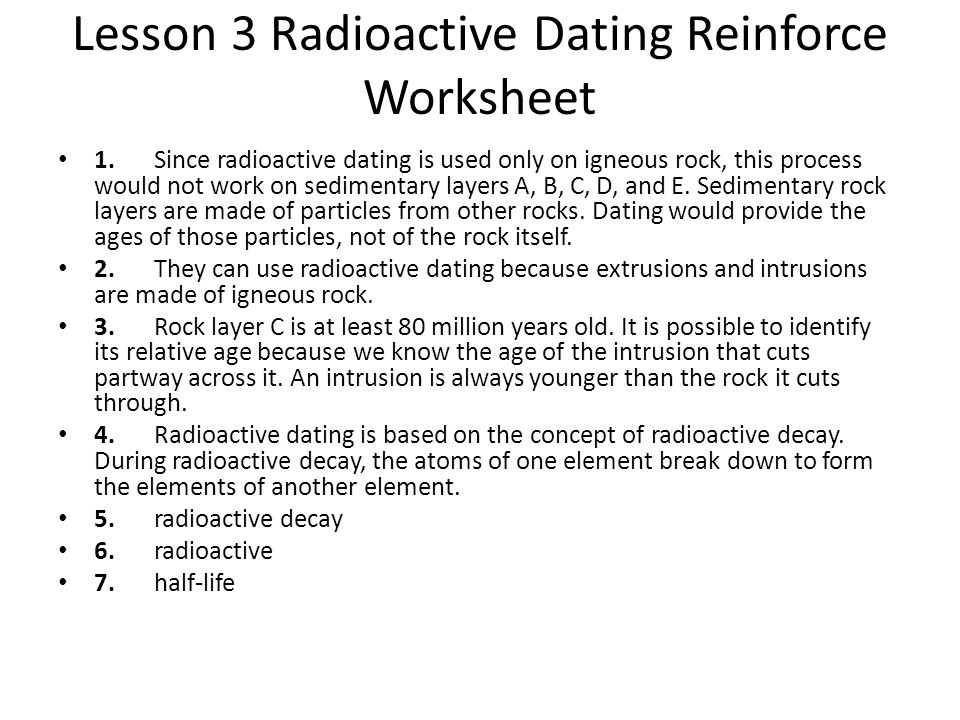 Radioactive dating answers