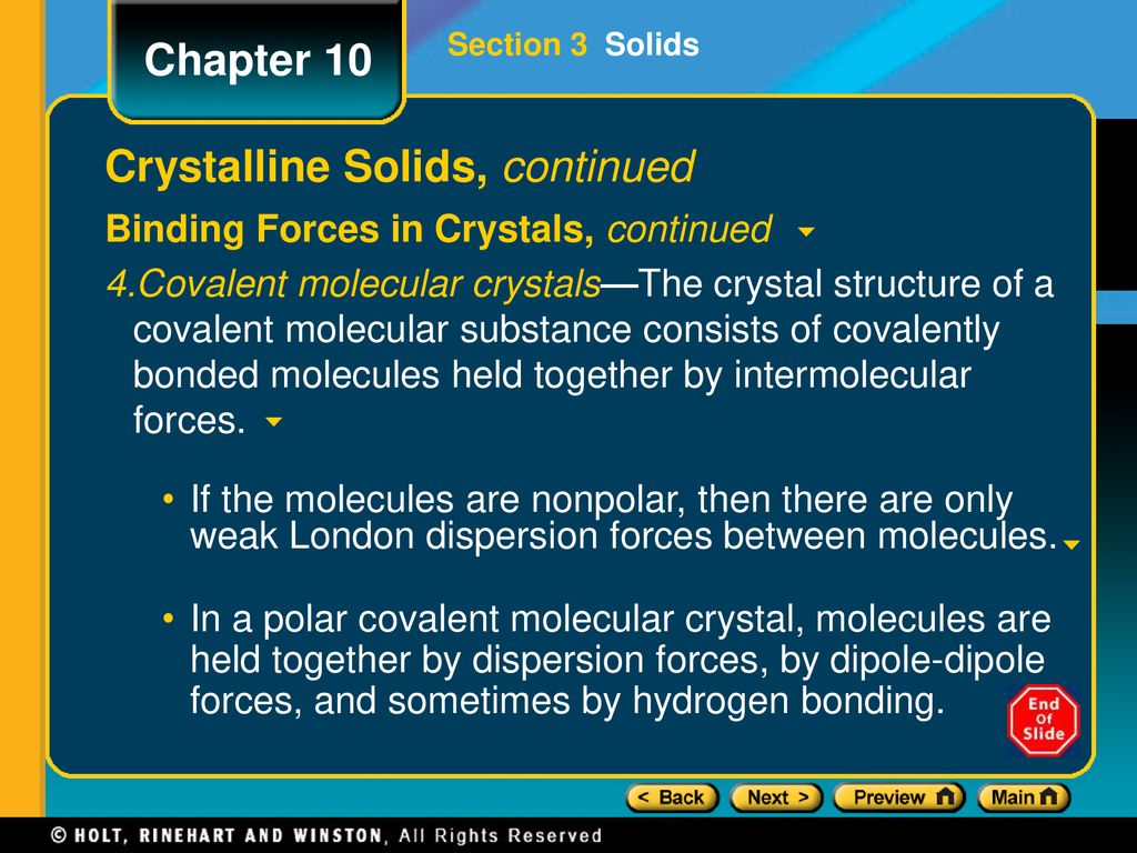Crystalline Solids, continued