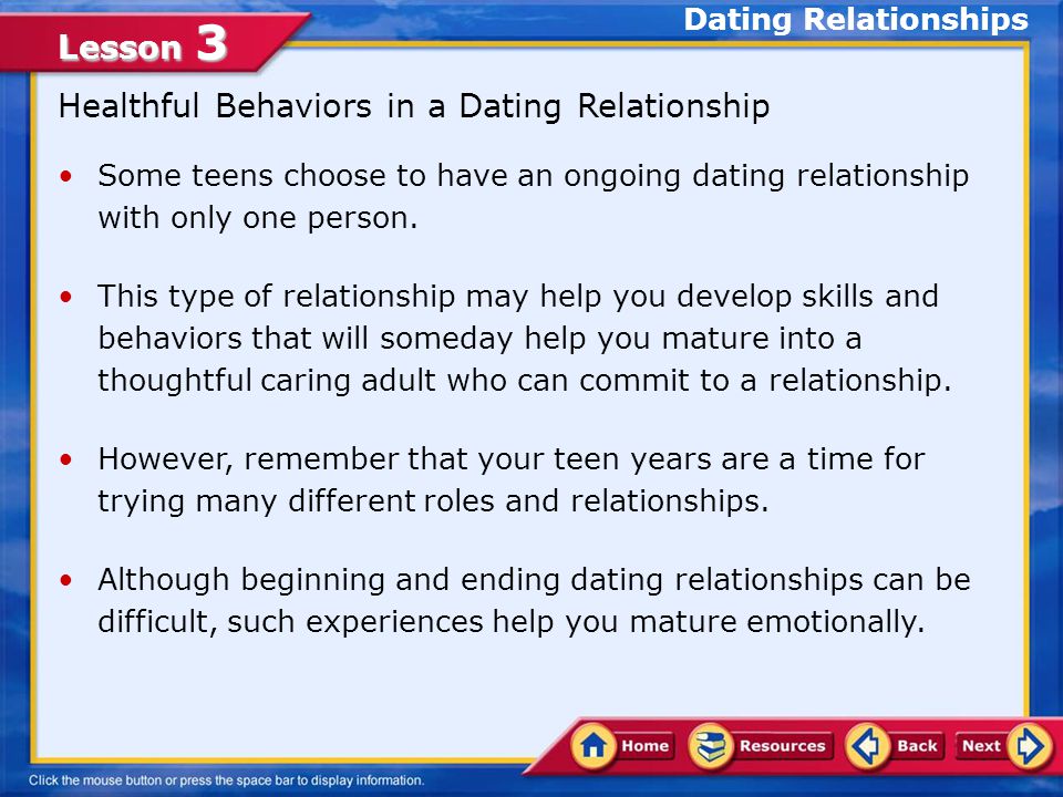 Healthful Behaviors in a Dating Relationship
