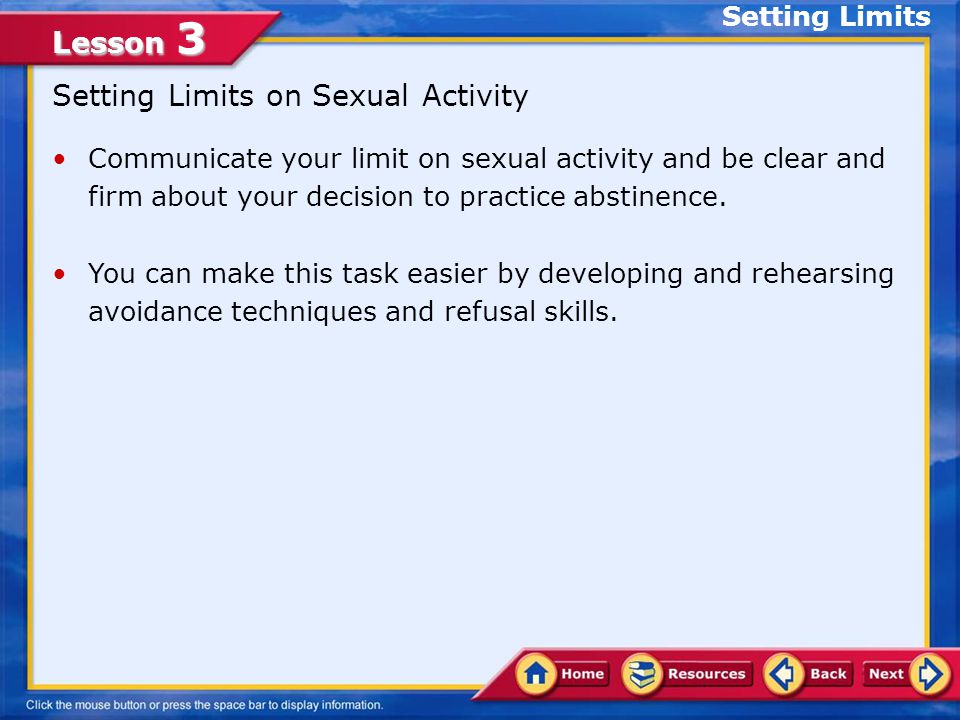 Setting Limits on Sexual Activity
