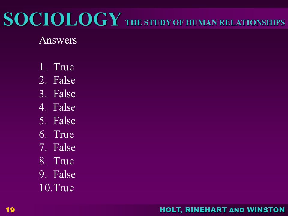Answers True False