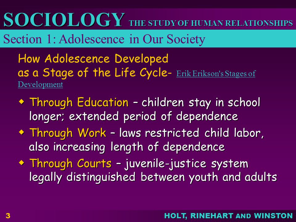 Section 1: Adolescence in Our Society