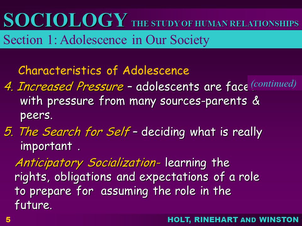 Characteristics of Adolescence
