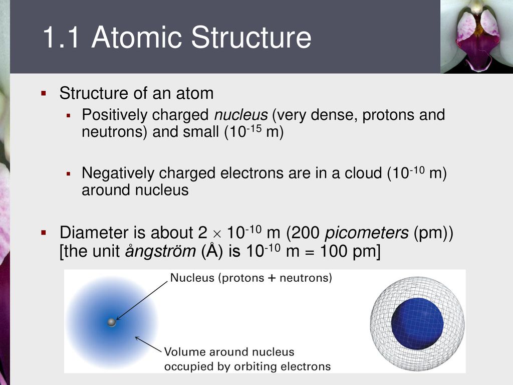 1.1 Atomic Structure Structure of an atom