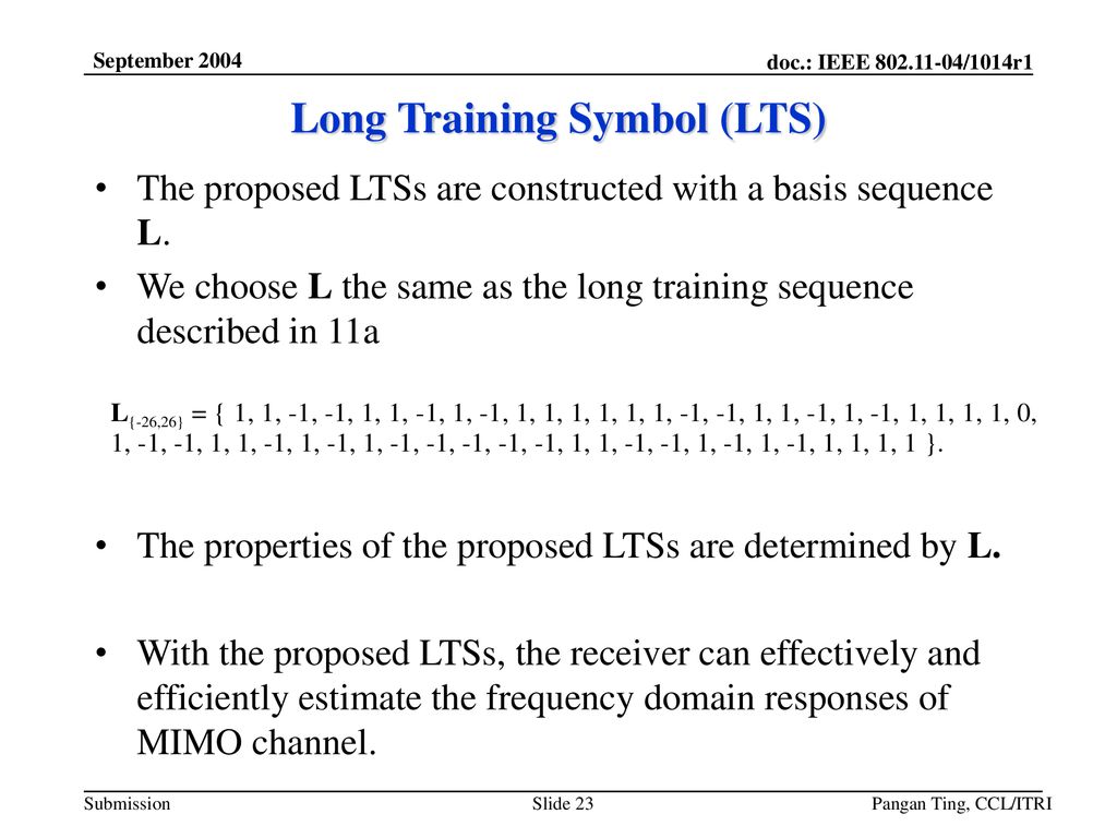 Long Training Symbol (LTS)