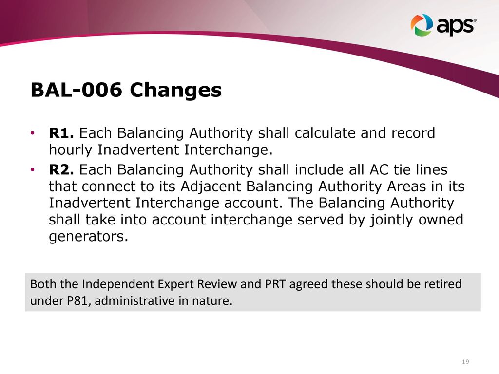 BAL-006 Changes R1. Each Balancing Authority shall calculate and record hourly Inadvertent Interchange.