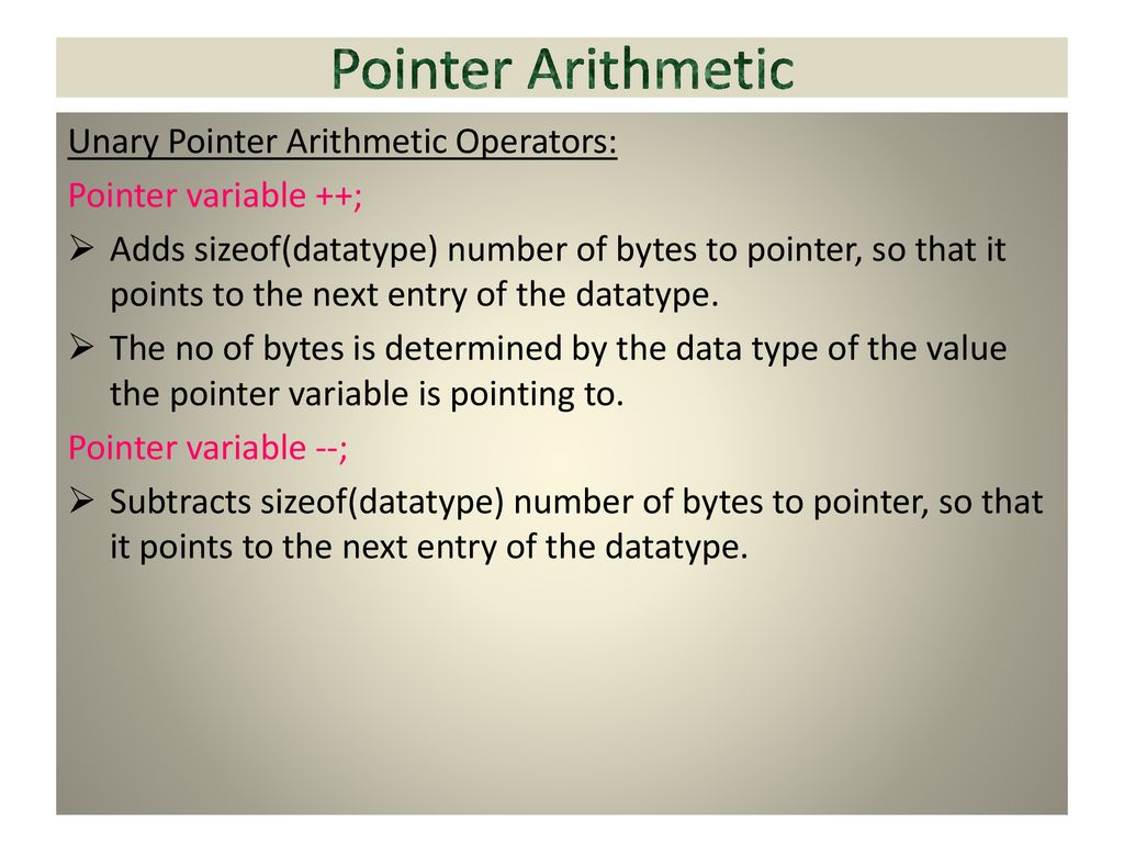 Pointer Operations Ppt Download