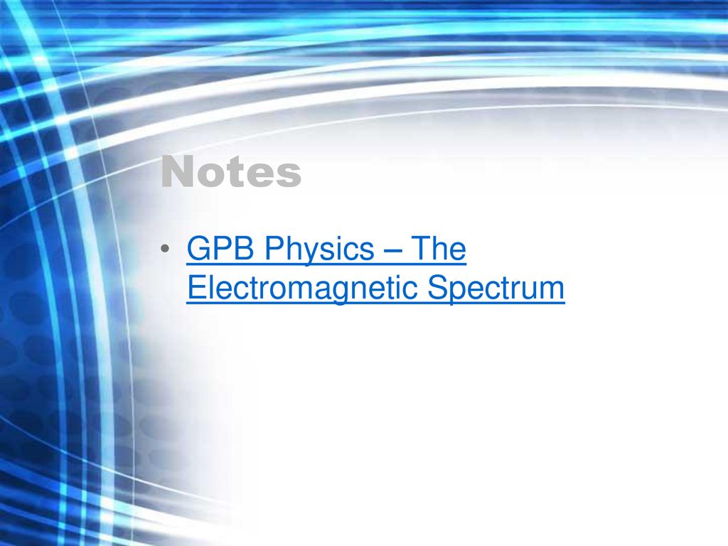 Notes GPB Physics – The Electromagnetic Spectrum