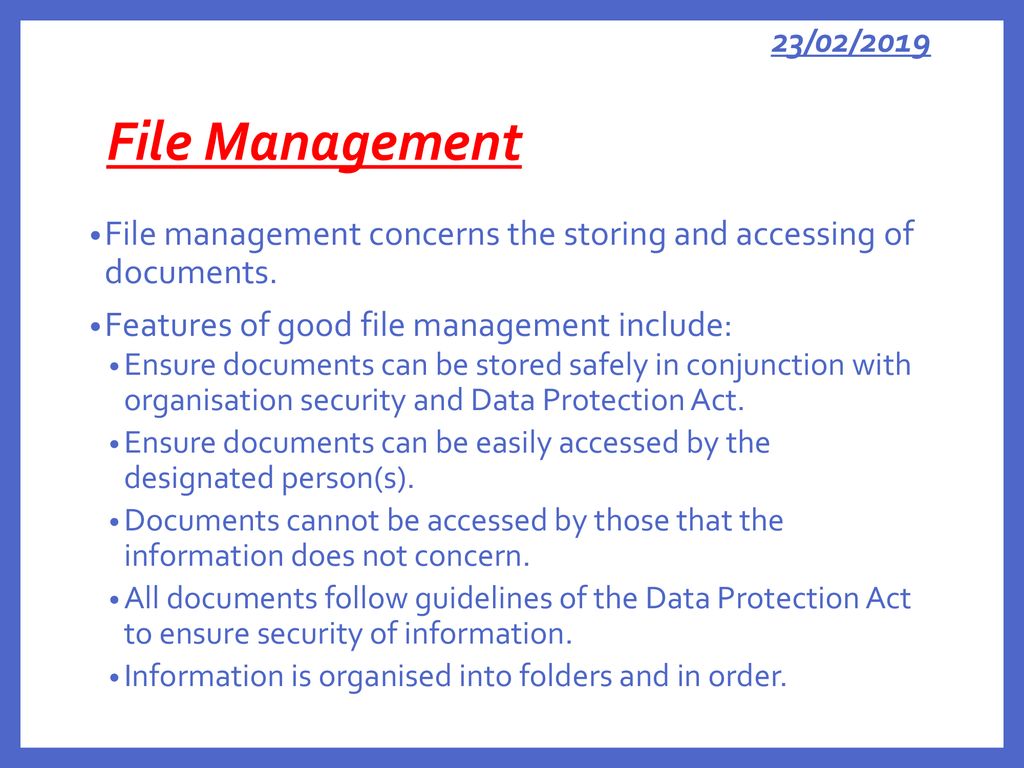 Title file management learning intentions ppt download