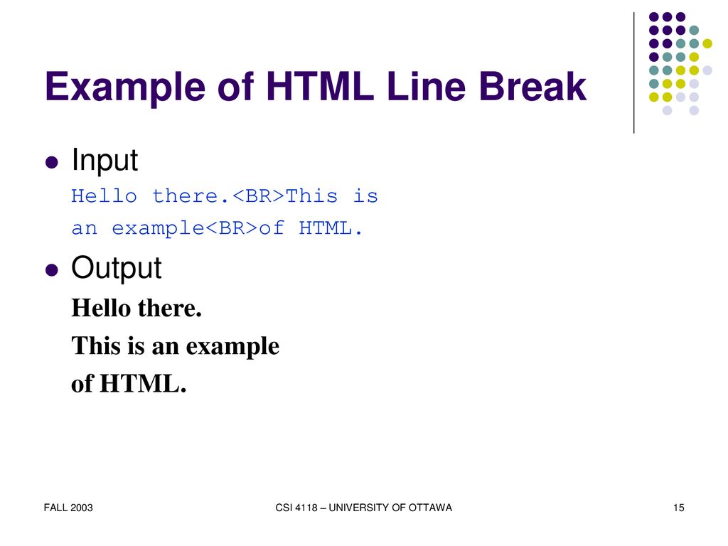Example of HTML Line Break