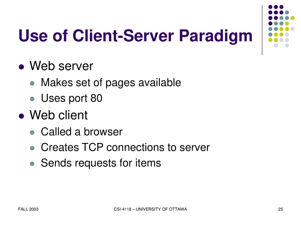 Use of Client-Server Paradigm