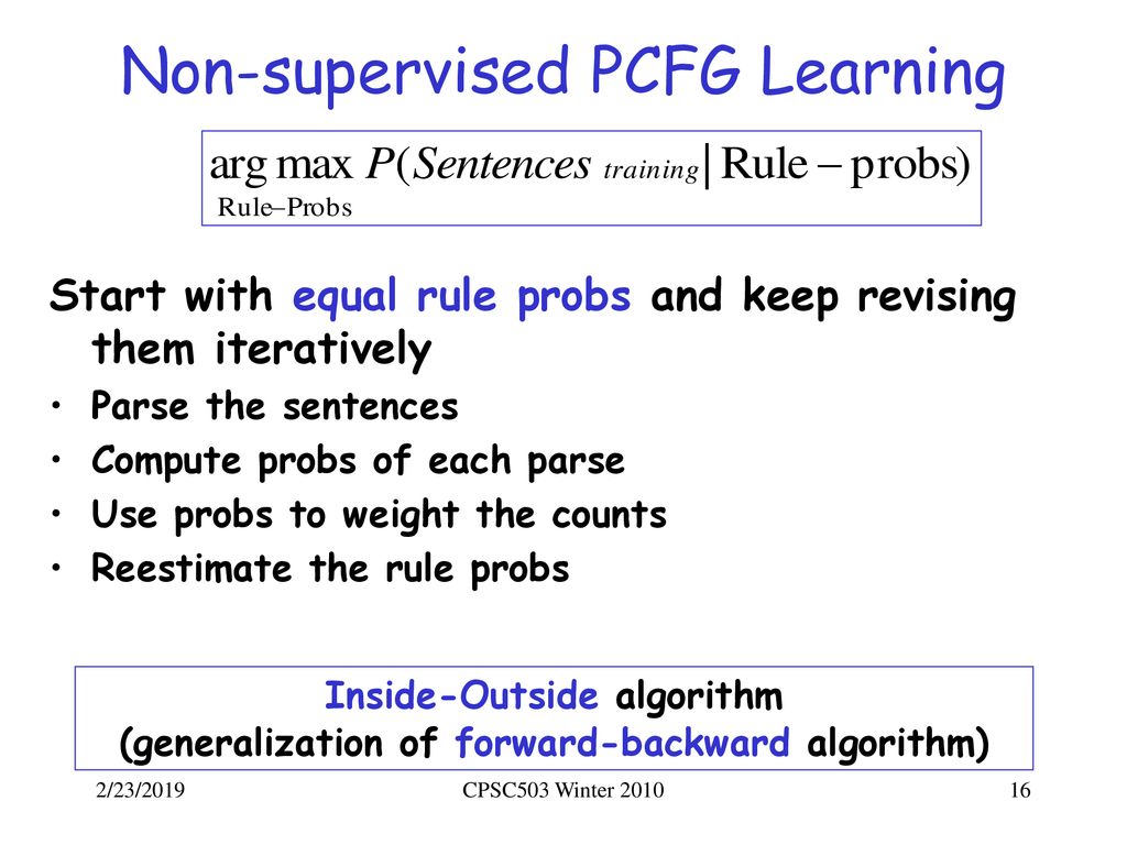 Non-supervised PCFG Learning