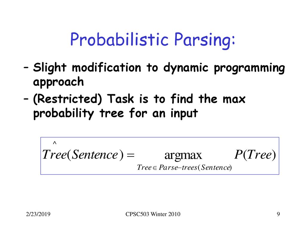 Probabilistic Parsing: