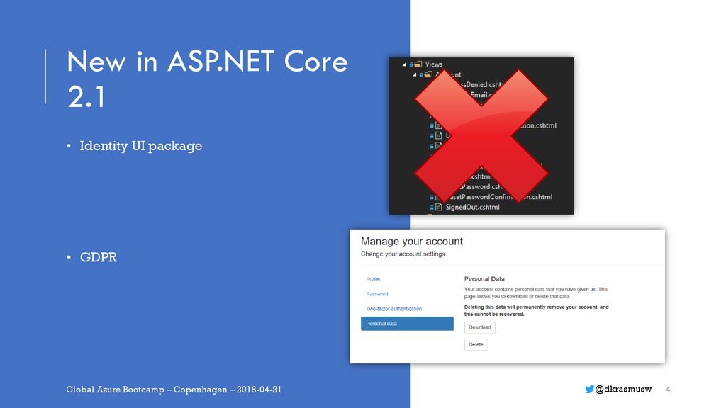 New in ASP.NET Core 2.1 Identity UI package GDPR