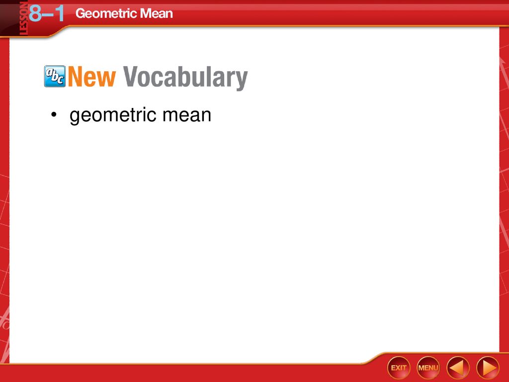 geometric mean Vocabulary