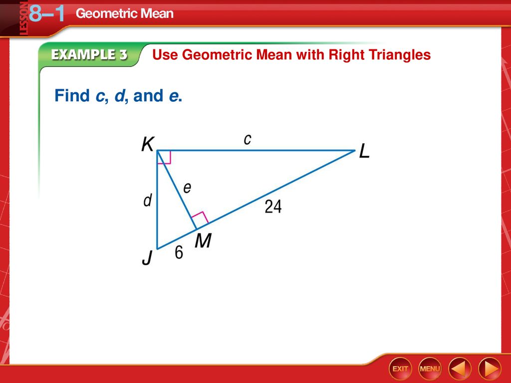 Use Geometric Mean with Right Triangles