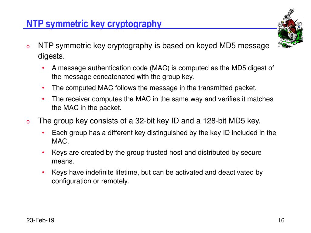 NTP symmetric key cryptography