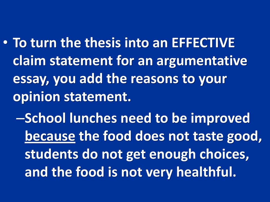 thesis statement on school lunches