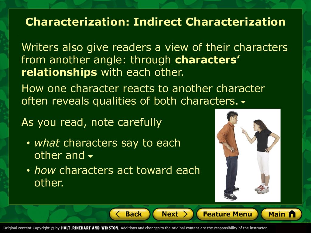 Characterization: Indirect Characterization