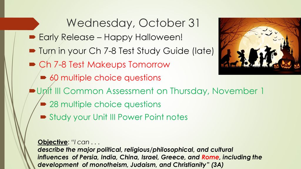 Wednesday, October 31 Early Release – Happy Halloween! - ppt download