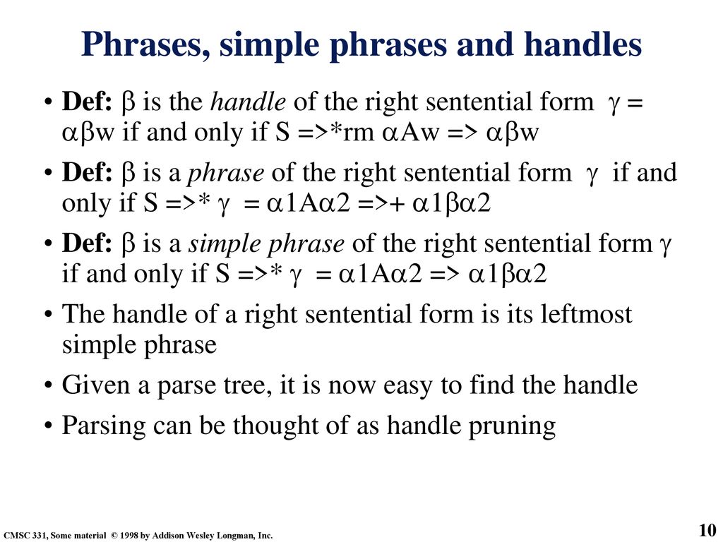 Phrases, simple phrases and handles