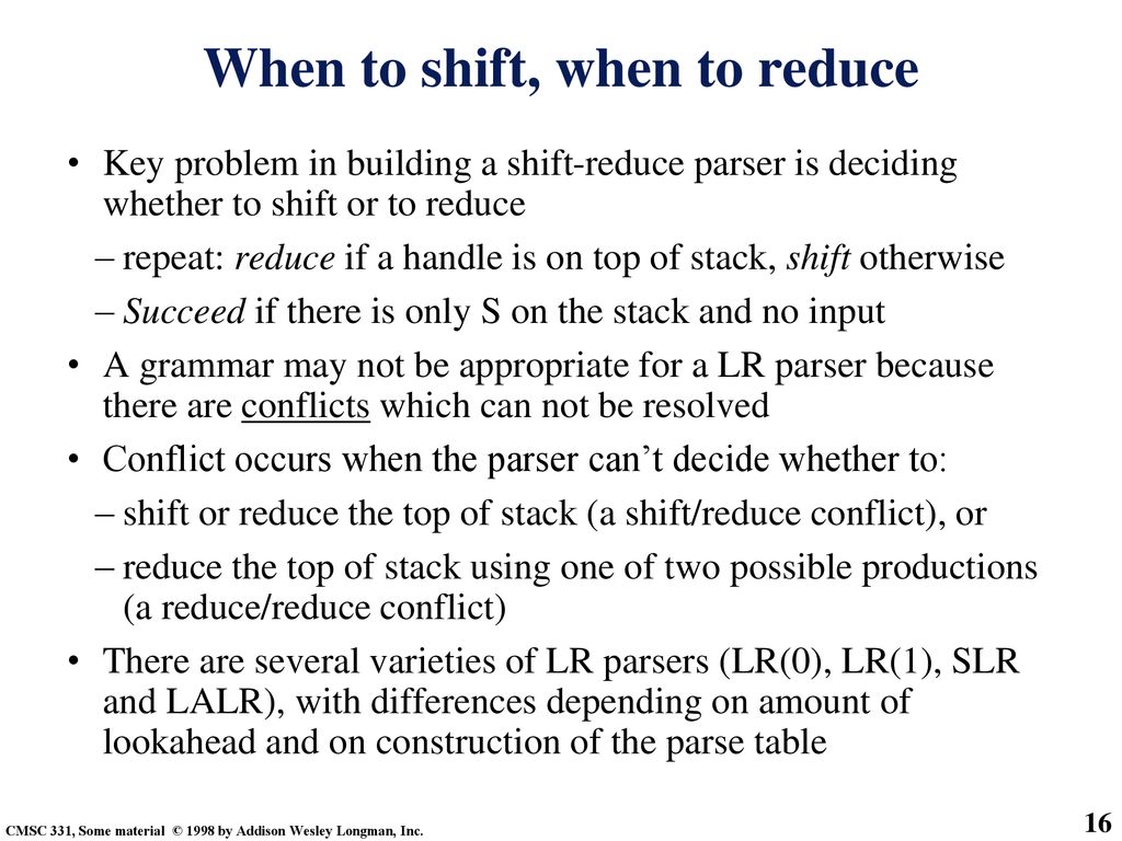 When to shift, when to reduce