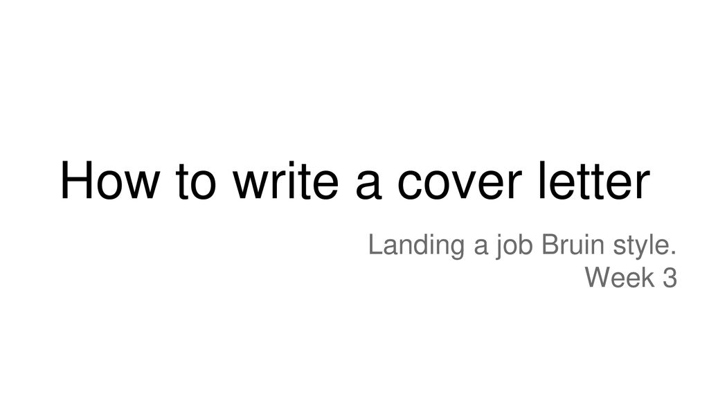 How to write a cover letter