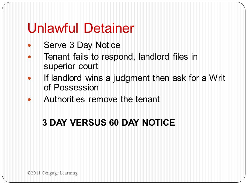 Unlawful Detainer Serve 3 Day Notice