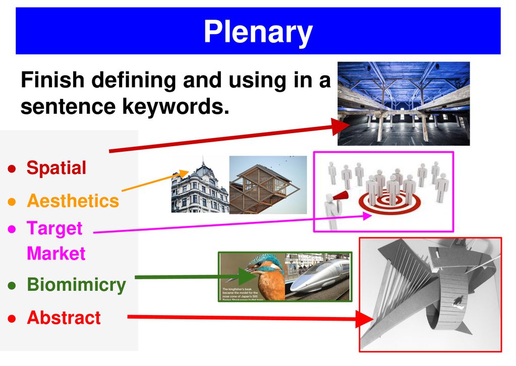 Plenary Finish defining and using in a sentence keywords. Spatial