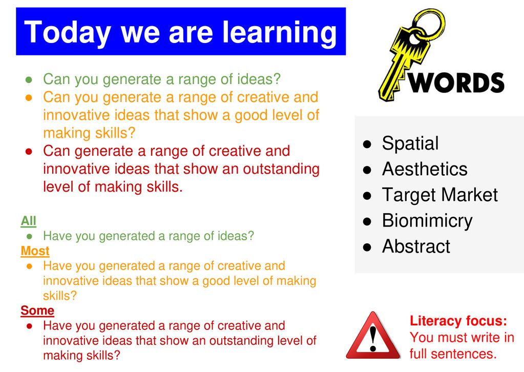 Today we are learning Spatial Aesthetics Target Market Biomimicry